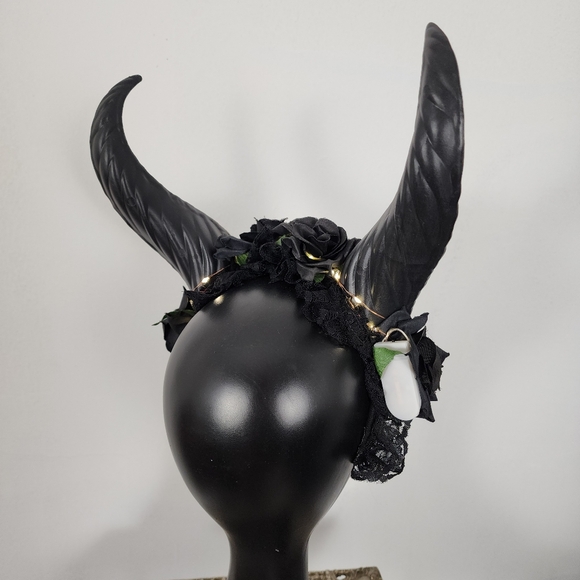 Krampus Horns Straight Pointy LED Light-Up Devil Demon Headband Rose Costume - Picture 4 of 7
